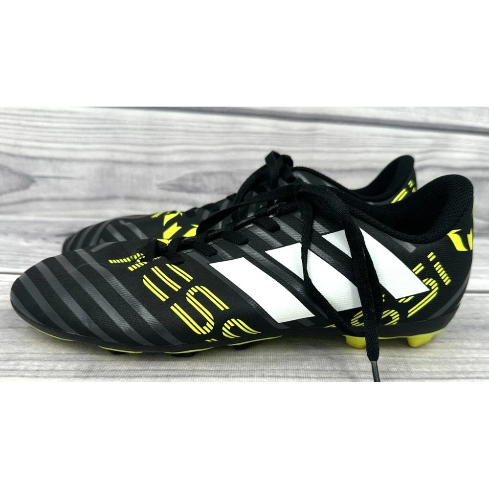 ADIDAS NEMEZIZ MESSI 17.4 FXG SOCCER CLEATS Young Men's 5.5 BLACK / SOLAR YELLOW